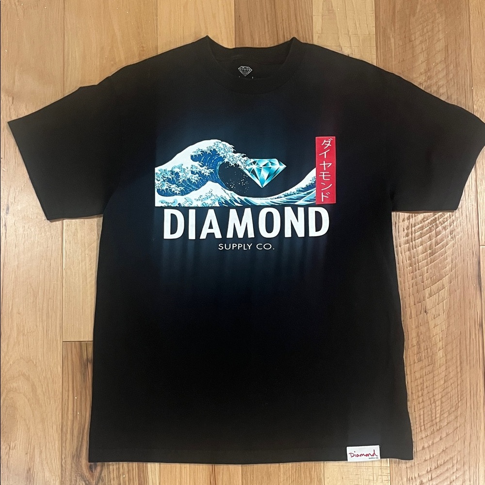 Diamond Supply Co. Black Wave Graphic Tee shirt men medium